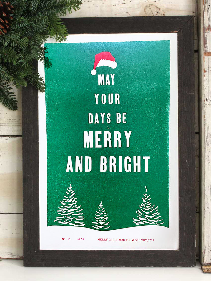 Merry & Bright | White Christmas 2023 Old Try Christmas Print